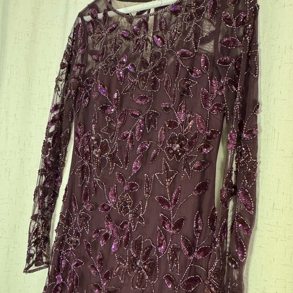 Adrianna Papell Deep Purple Long Sleeve Dress - Picture 2 of 4
